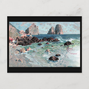 Gammalt vykort - Faraglioni, Capri, Italien