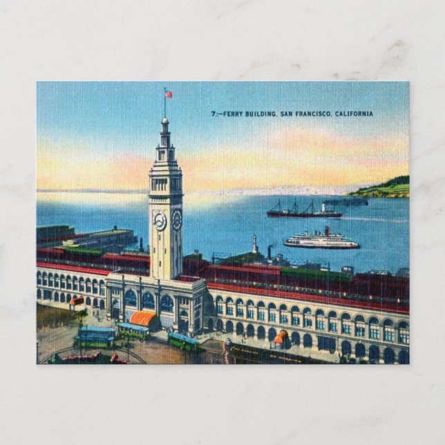 Gammalt vykort - Ferry Byggnad, San Francisco (Framsida)