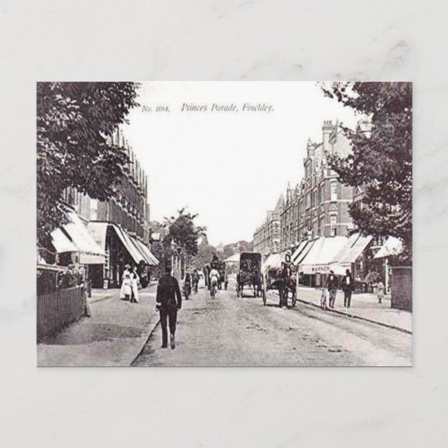Gammalt vykort - Finchley, London (Framsida)