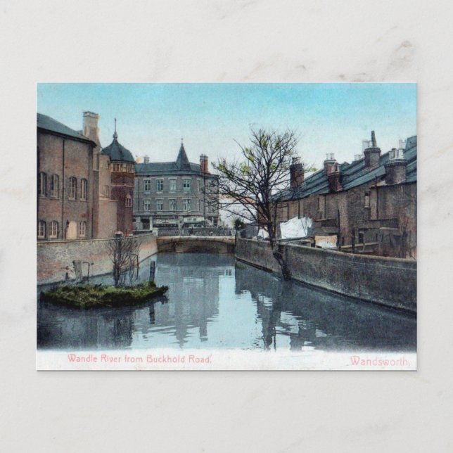 Gammalt vykort - Floden Wandle, London (Framsida)