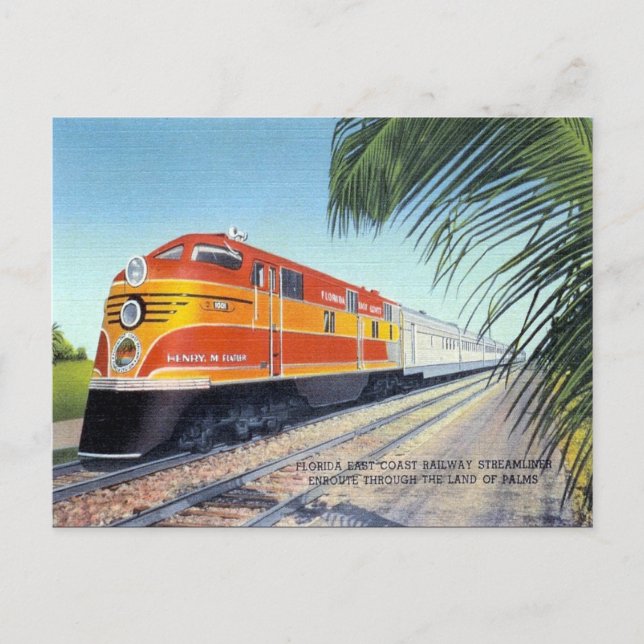 Gammalt vykort - Florida E Kusten Railway Streamli (Framsida)