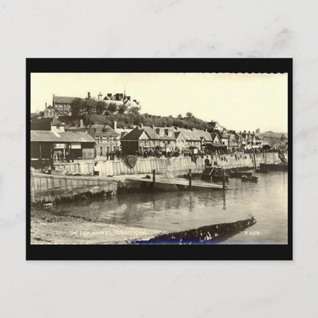 Gammalt vykort - Folkestone, Kent (Framsida)