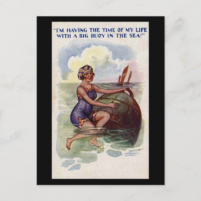 Gammalt vykort för Tecknad - Roligt med stort köp (Framsida)