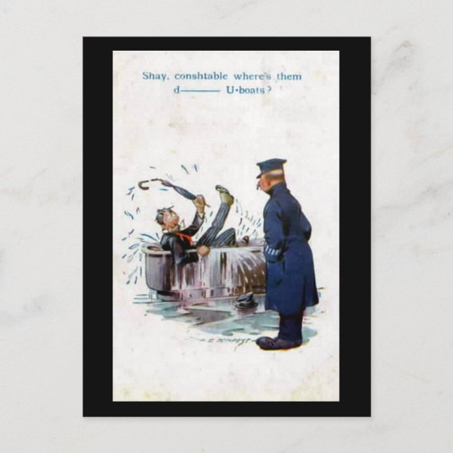 Gammalt vykort för Tecknad - U-båtar (Framsida)