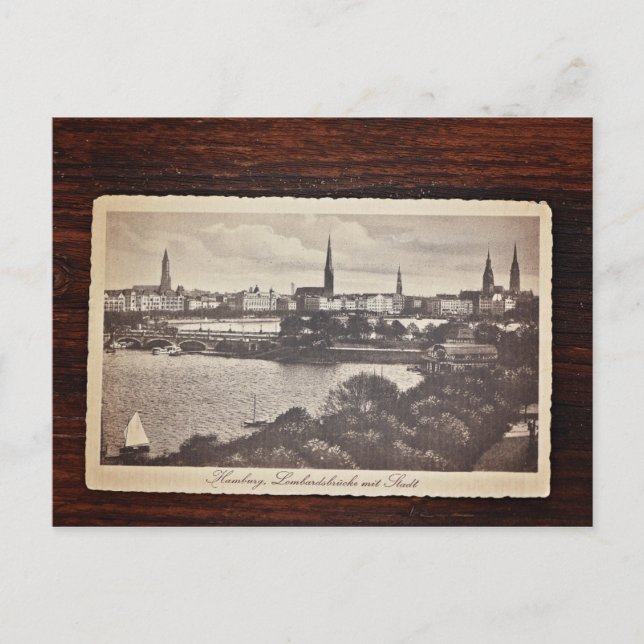 Gammalt vykort från Hamburg, Tysklant (Framsida)
