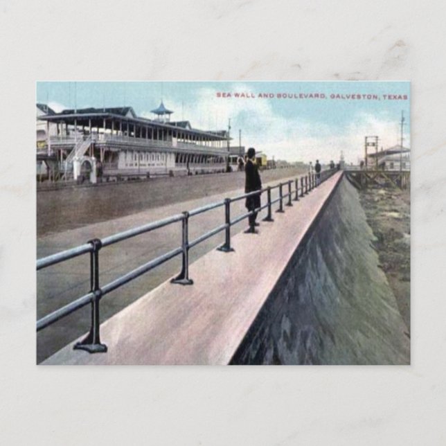 Gammalt vykort - Galveston, Texas (Framsida)
