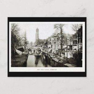 Gammalt vykort - Gamla kanalen, Utrecht, Nederländ