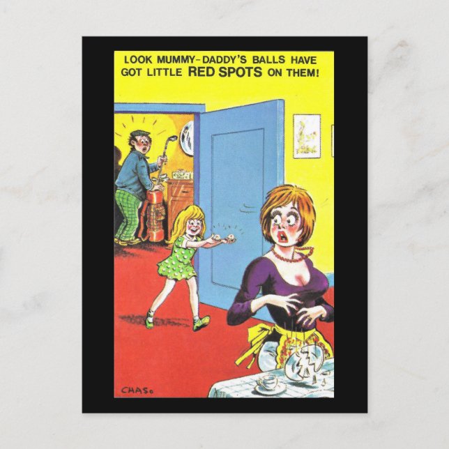 Gammalt vykort - Gammalt Tecknad Golf-vykort (Framsida)