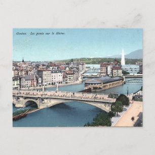 Gammalt vykort - Genève, Schweiz