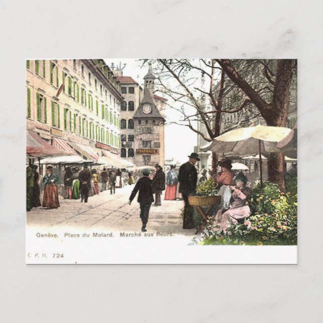 Gammalt vykort - Genève, Schweiz (Framsida)