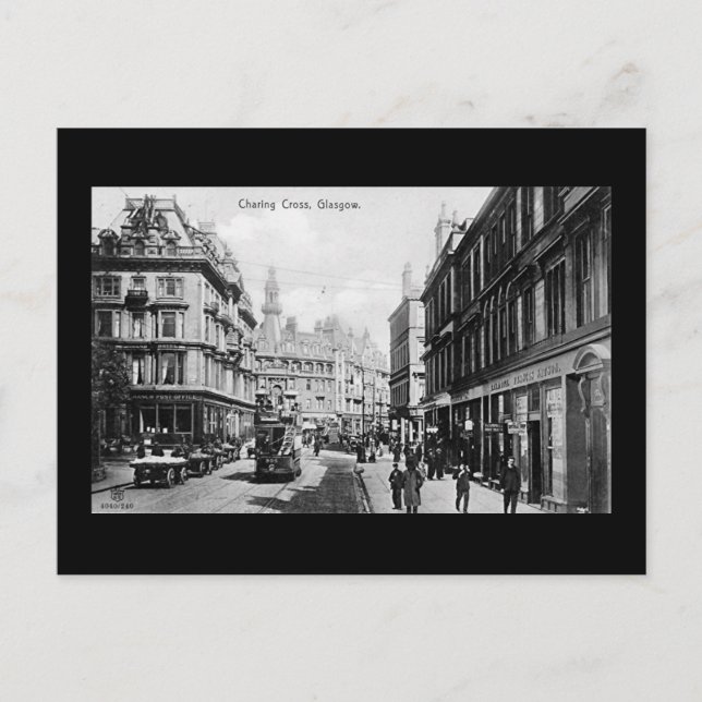 Gammalt vykort, Glasgow, Charing Kor Vykort (Framsida)