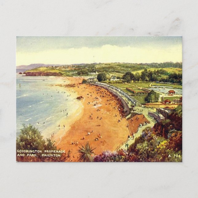 Gammalt vykort - Goodrington, Paignton, Devon (Framsida)