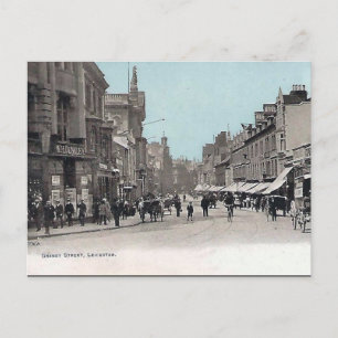 Gammalt vykort - Granby Street, Leicester