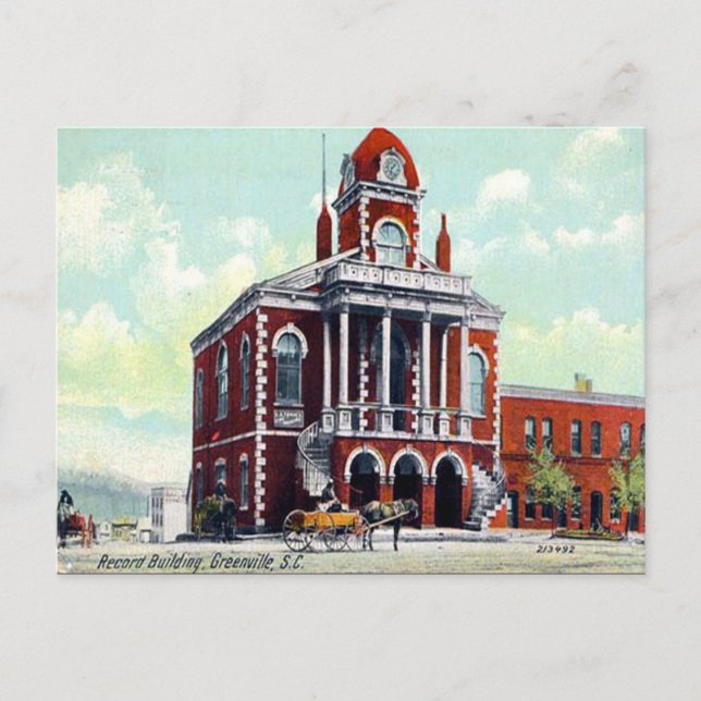 Gammalt vykort - Greenville, South Carolina (Framsida)