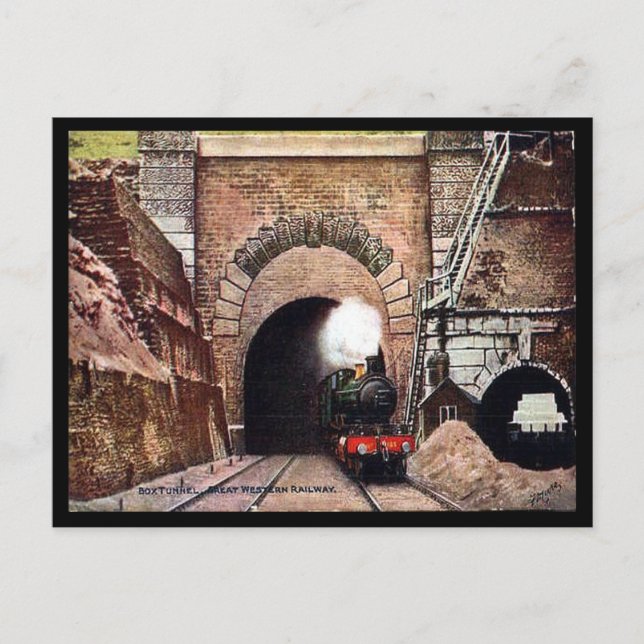Gammalt vykort - GWR - boxtunnel (Framsida)