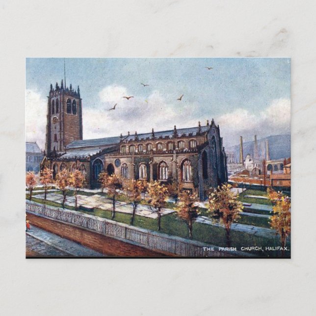 Gammalt vykort - Halifax, Yorkshire (Framsida)