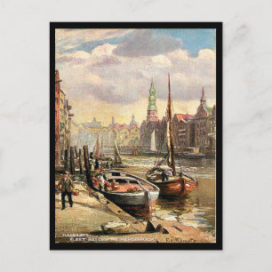 Gammalt vykort - Hamburg, Tysklant