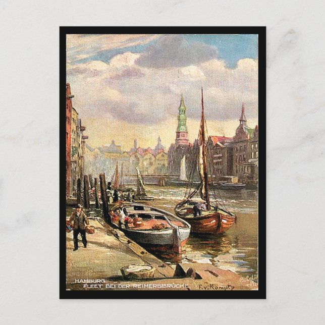Gammalt vykort - Hamburg, Tysklant (Framsida)