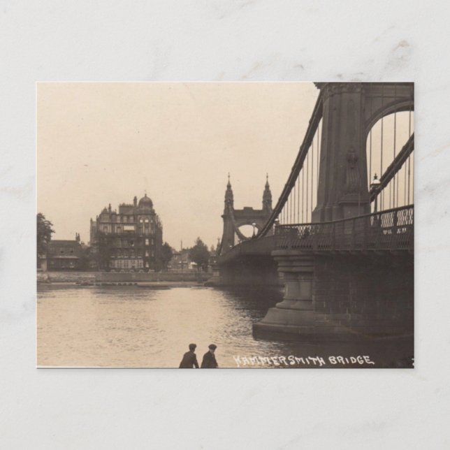 Gammalt vykort - Hammersmith Bridge, London (Framsida)