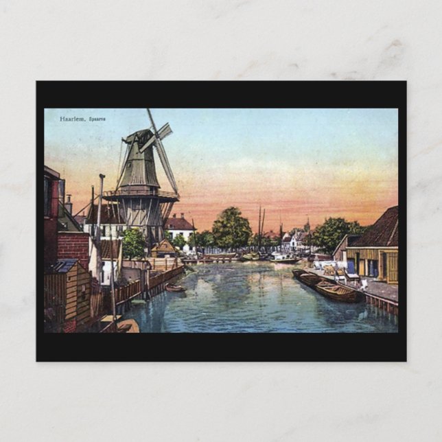 Gammalt vykort - Harlem, Nederländerna (Framsida)