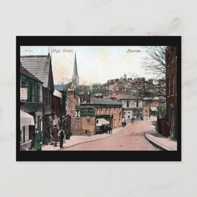 Gammalt vykort - Harrow, London (Framsida)