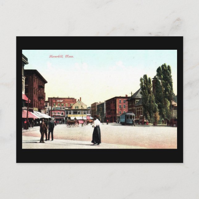Gammalt vykort - Haverhill, massa (Framsida)