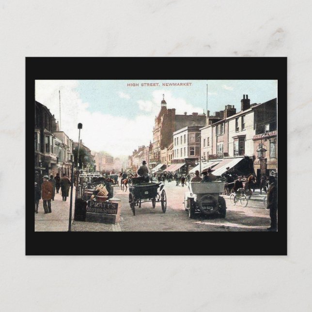 Gammalt vykort - High St, Newmarket, Suffolk (Framsida)