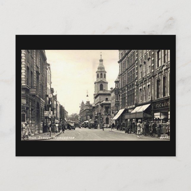 Gammalt vykort - High Street, Worcester (Framsida)