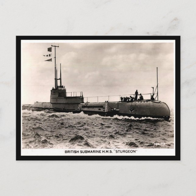 Gammalt vykort - HM-ubåt "Sturgeon" (Framsida)