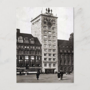 Gammalt vykort - Hochhaus, Leipzig
