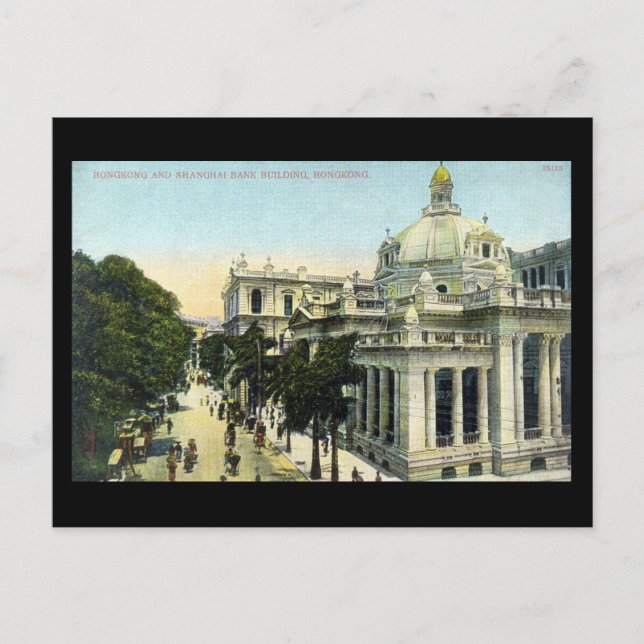 Gammalt vykort - Hongkong och Shanghai Bank, Hongk (Framsida)