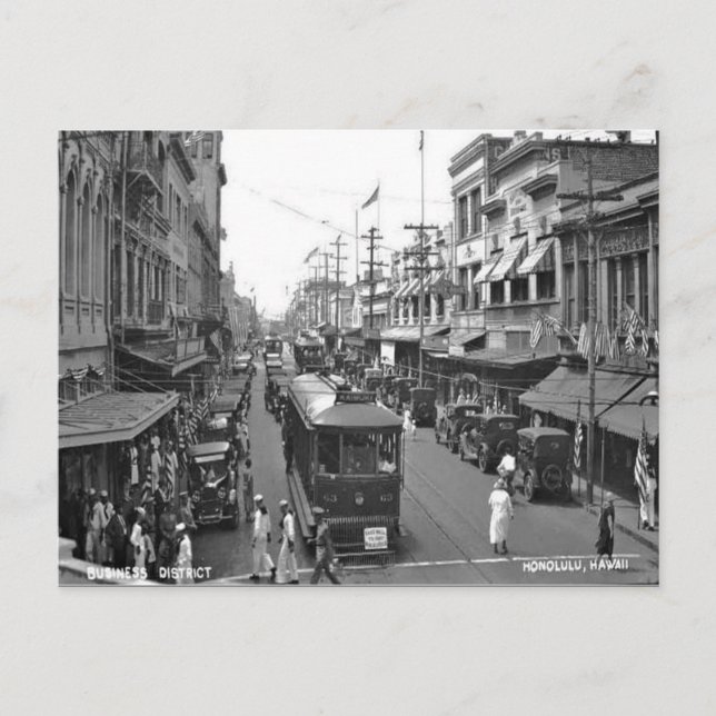 Gammalt vykort - Honolulu, Hawaii (Framsida)