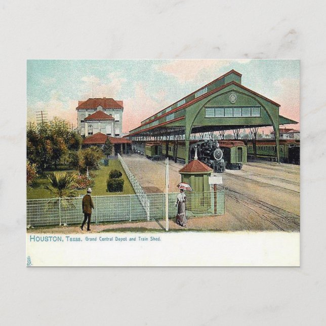 Gammalt vykort - Houston, Texas (Framsida)