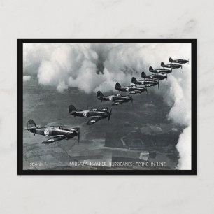 Gammalt vykort - Hurrikaner som flyger i linje
