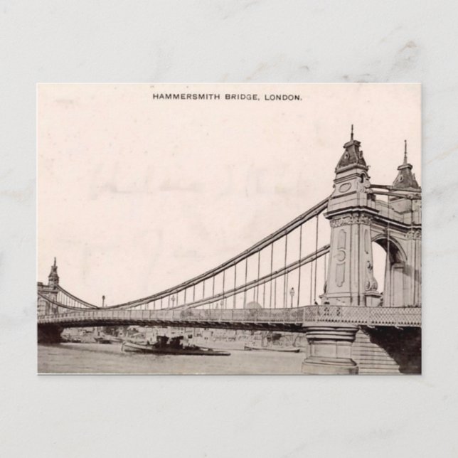 Gammalt vykort i London - Hammersmith Bridge (Framsida)