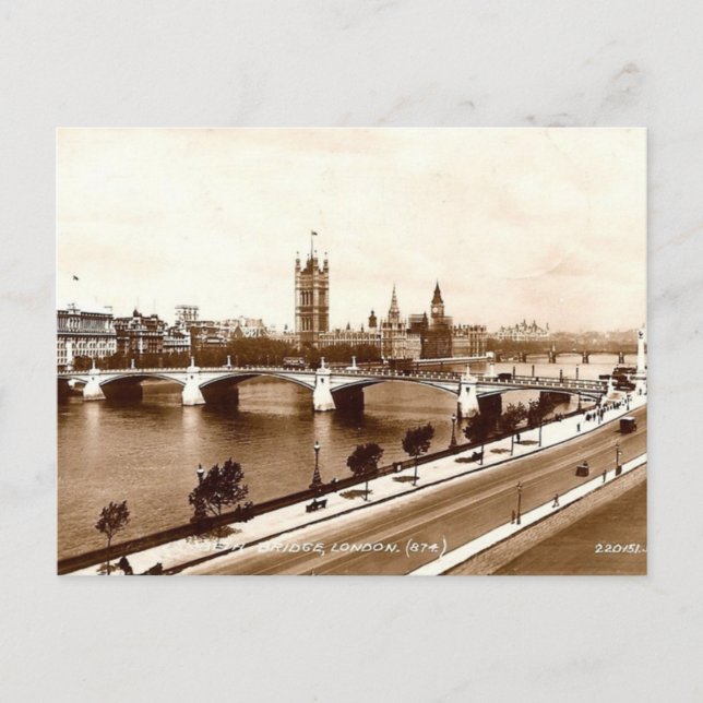 Gammalt vykort i London - Lambeth Bridge (Framsida)