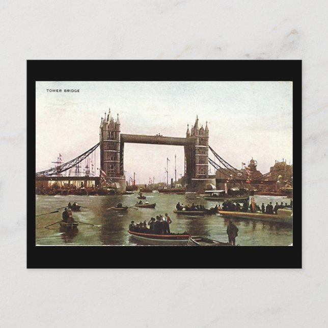 Gammalt vykort i London - Torn Bridge (Framsida)