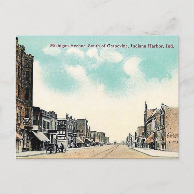 Gammalt vykort - Indiana Harbor, Indiana, USA (Framsida)