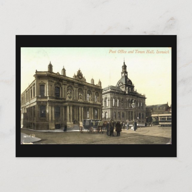 Gammalt vykort - Ipswich, Suffolk (Framsida)