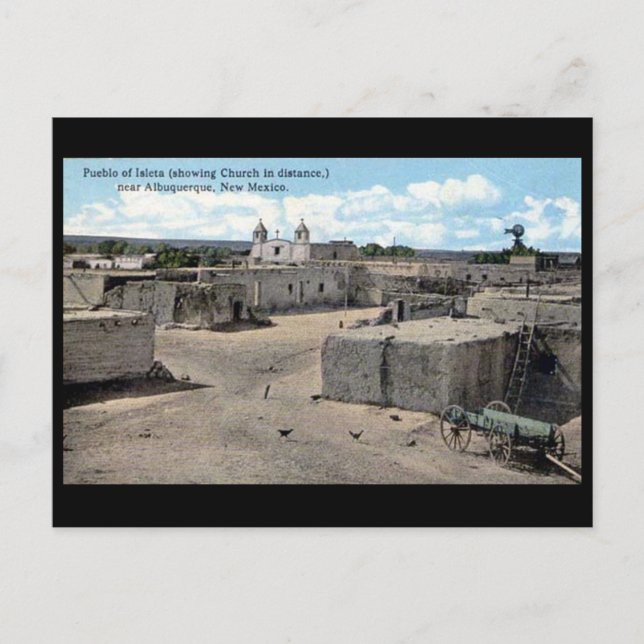 Gammalt vykort - Isleta, New mexico, USA (Framsida)