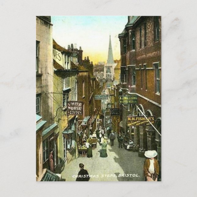 Gammalt vykort - julklapp, Bristol (Framsida)