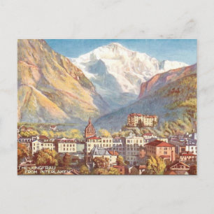 Gammalt vykort - Jungfrau, Interlaken, Schweiz