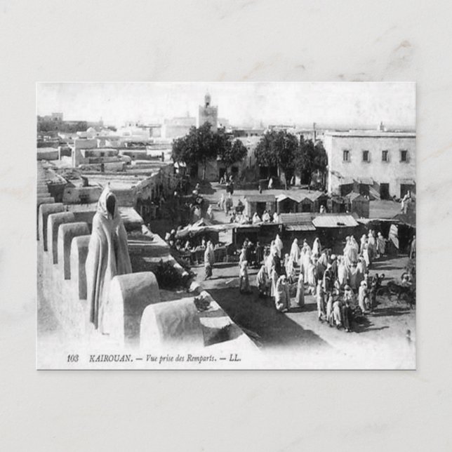 Gammalt vykort - Kairouan, Tunisien (Framsida)