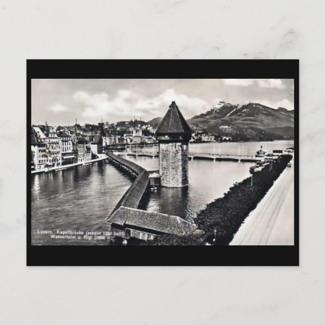 Gammalt vykort - Kapellbrucke, Lucerne, Schweiz (Framsida)