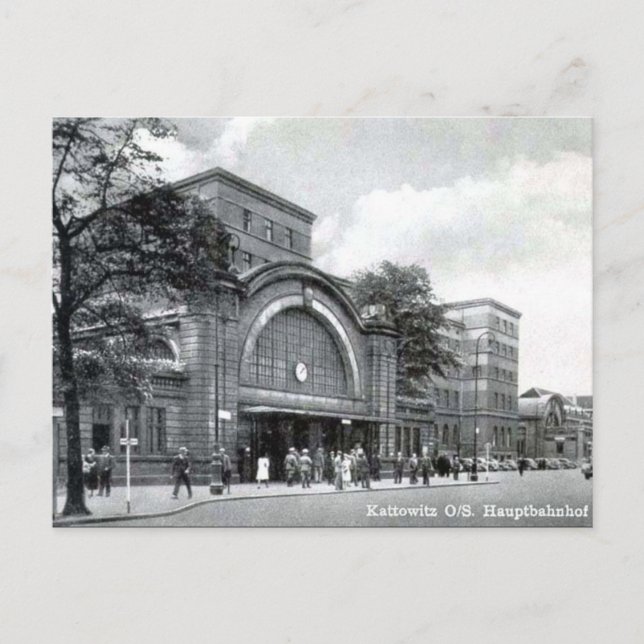 Gammalt vykort - Katowice, Polen (Framsida)