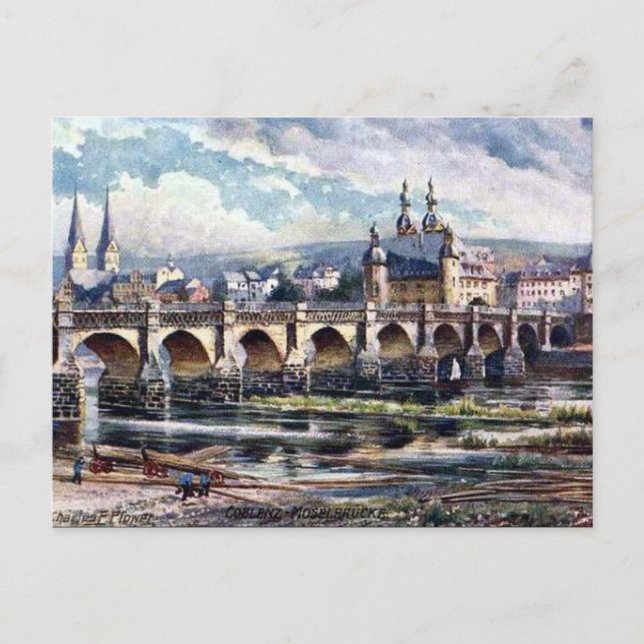 Gammalt vykort - Koblenz, Tysklant (Framsida)