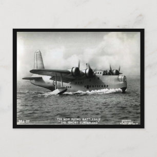 Gammalt vykort - Kort Sunderland Flies Boat