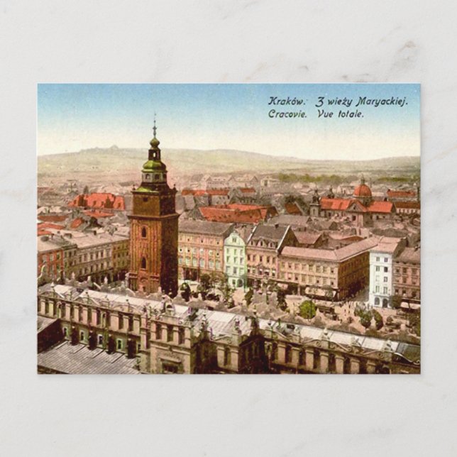 Gammalt vykort - Krakow, Polen (Framsida)