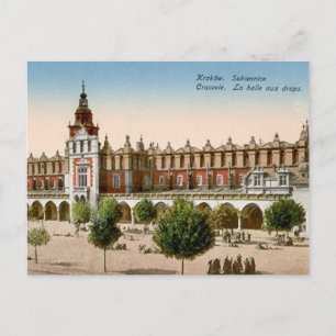 Gammalt vykort - Krakow, Polen