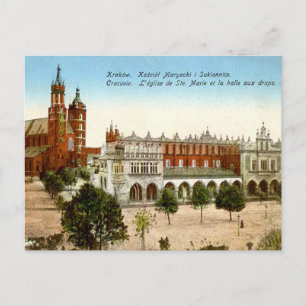 Gammalt vykort - Krakow, Polen